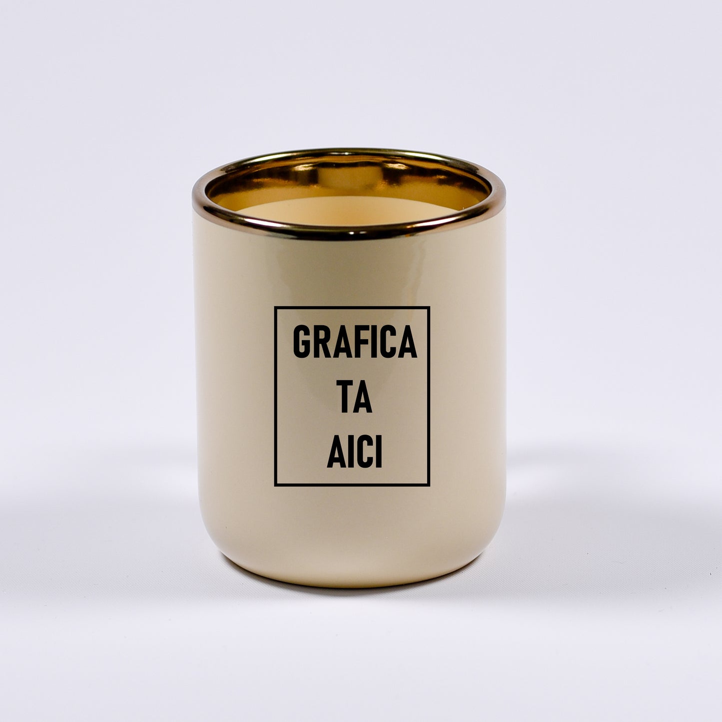 cana personalizabila bej cu gura aurie