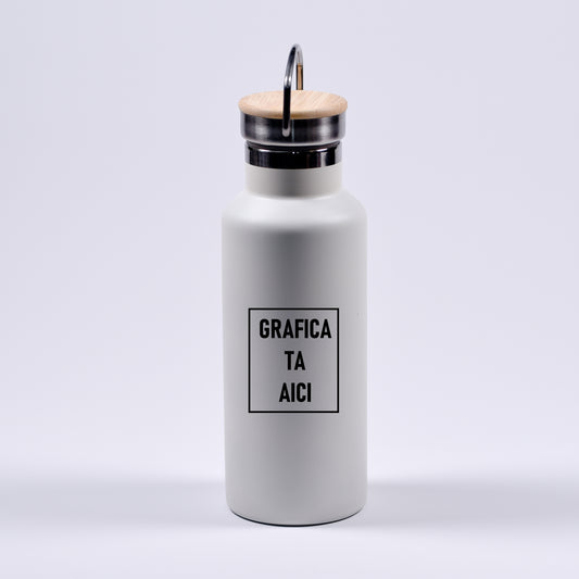 termos cu capac metal alb