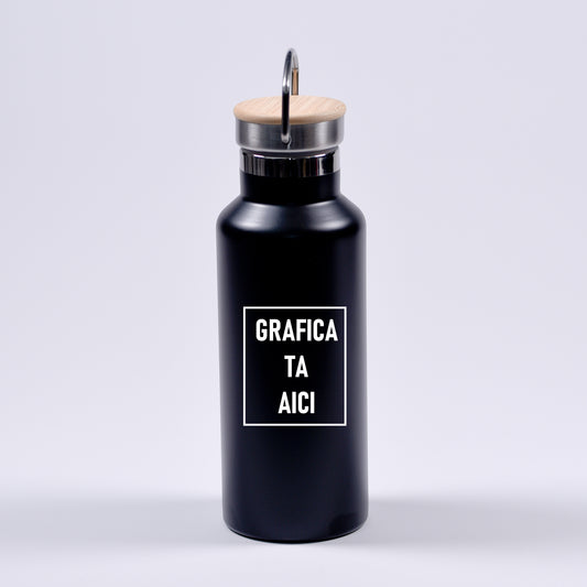 termos termoizolant negru mat cu capac metal