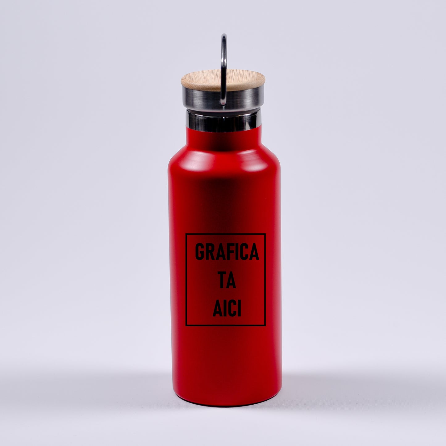 termos rosu mat cu capac argintiu