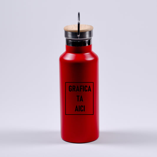 termos rosu mat cu capac argintiu