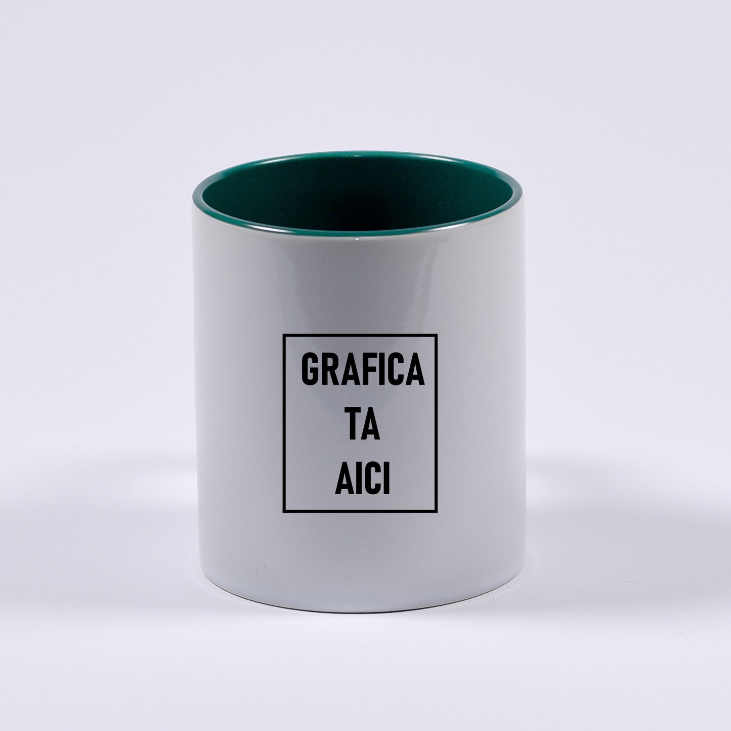 cana personalizabila alba cu interior verde inchis