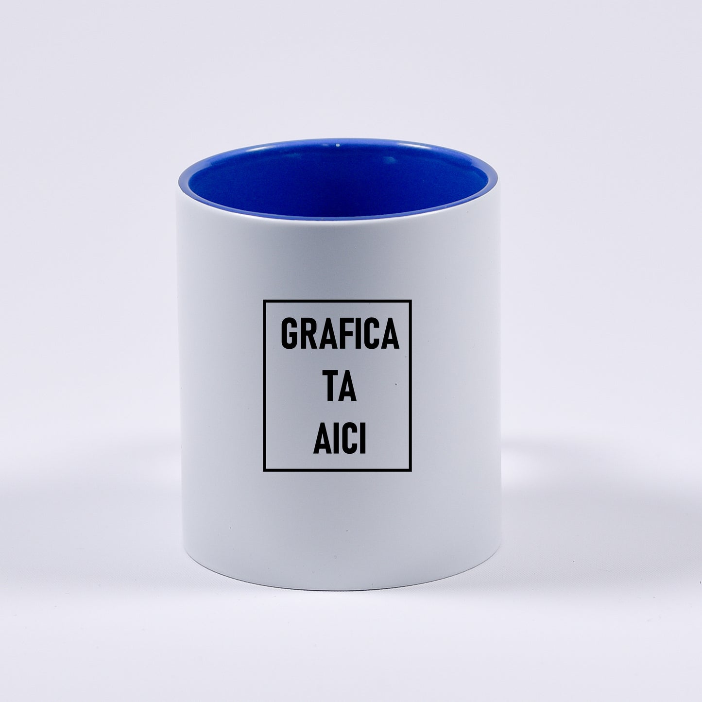 cana personalizabila alba cu interior albastru