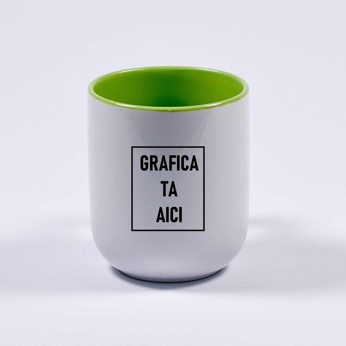 cana personalizabila alba cu interior verde inchis