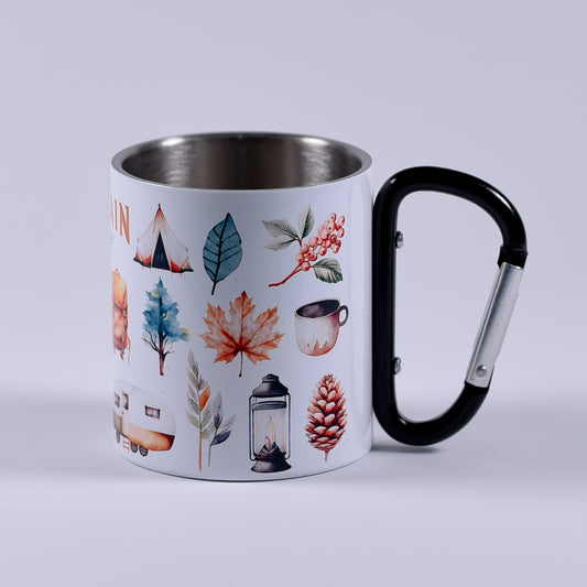 cana metalica alba cu grafica camping