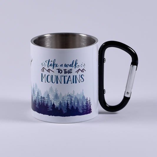 Cană metalică cu carabiner - Take a walk to the mountains