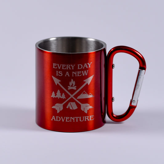 Cană metalică cu carabiner - The Mountains roșu