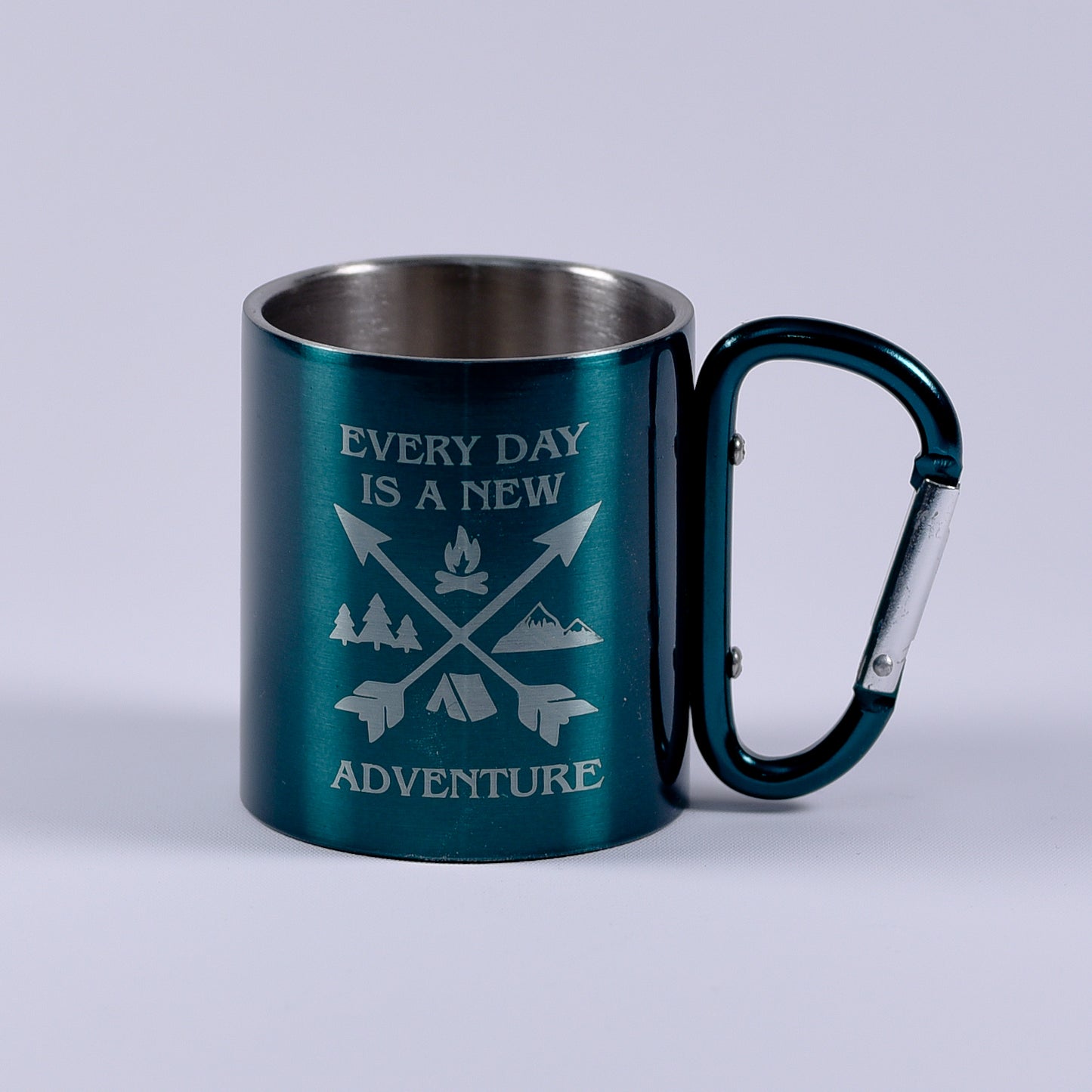 Cană metalică cu carabiner - The Mountains verde