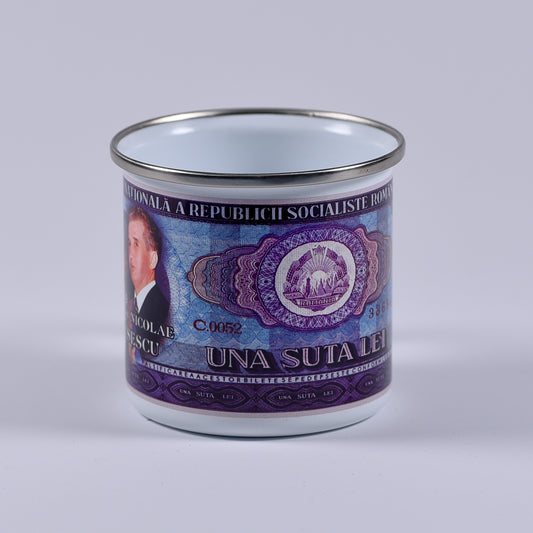 Cană emailată - Design Nicolae și Elena Ceaușescu