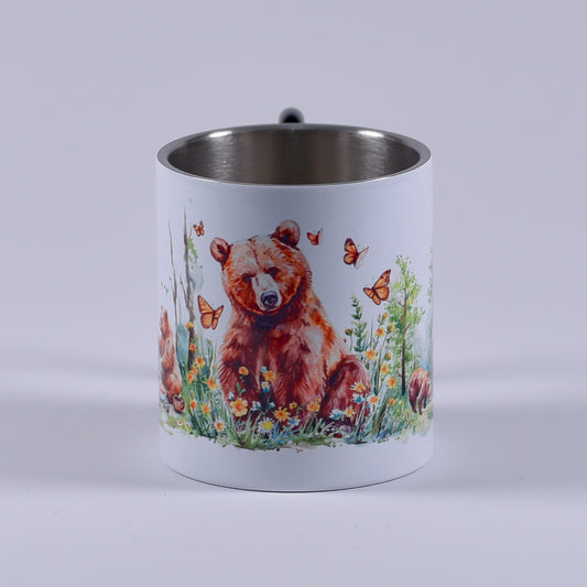 Cană metalică cu carabiner - Design urs