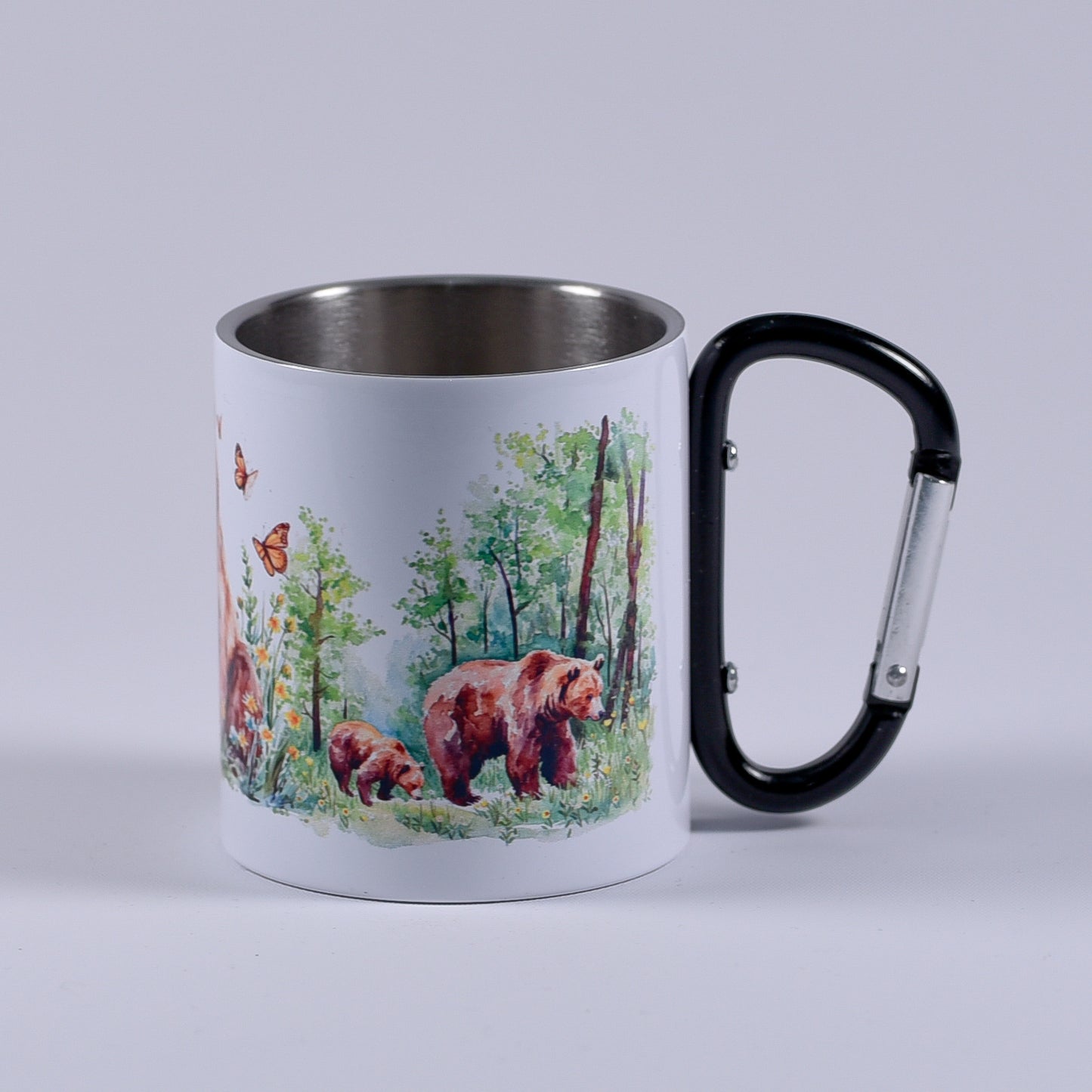 Cană metalică cu carabiner - Design urs