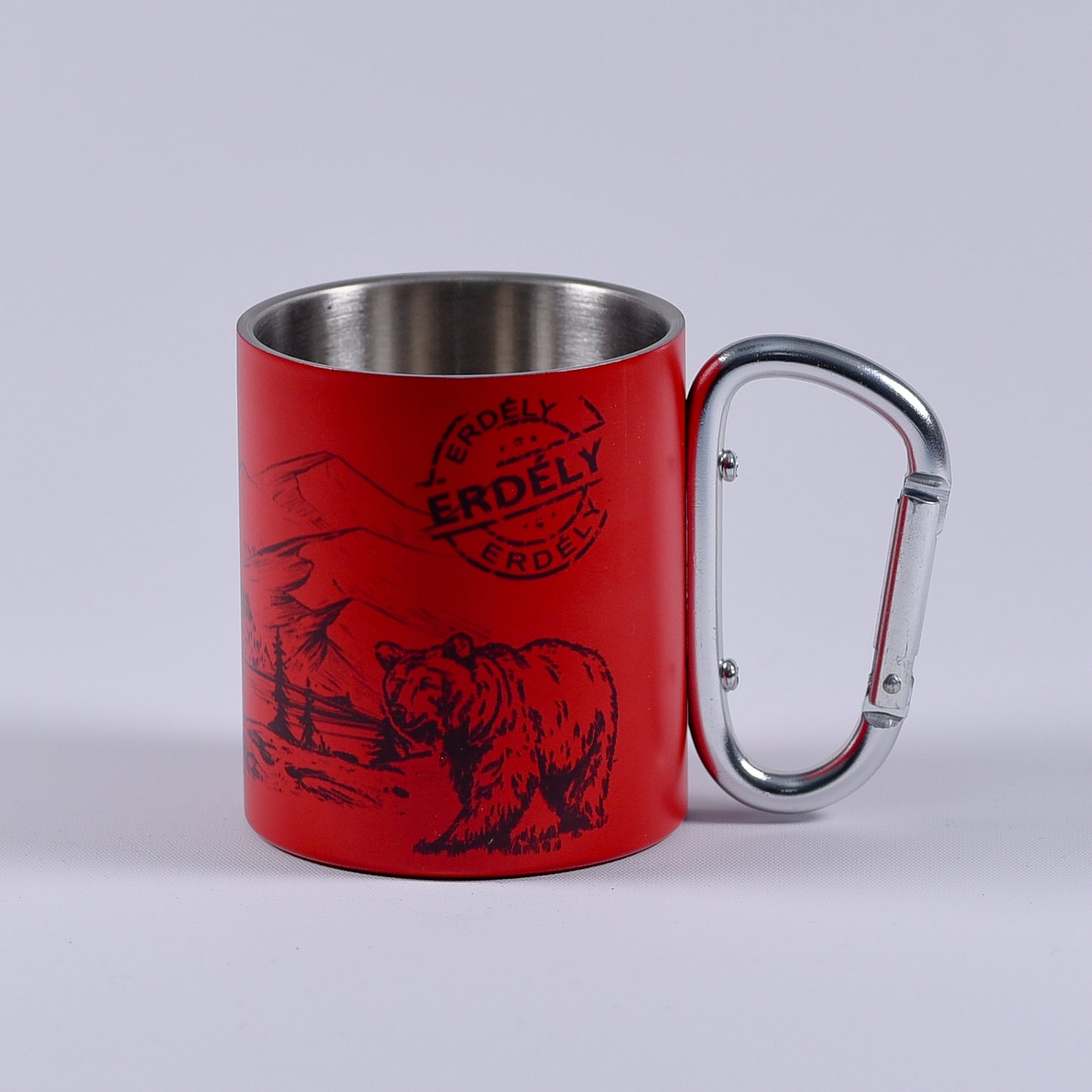 Cană metalică cu carabiner - Erdély piros