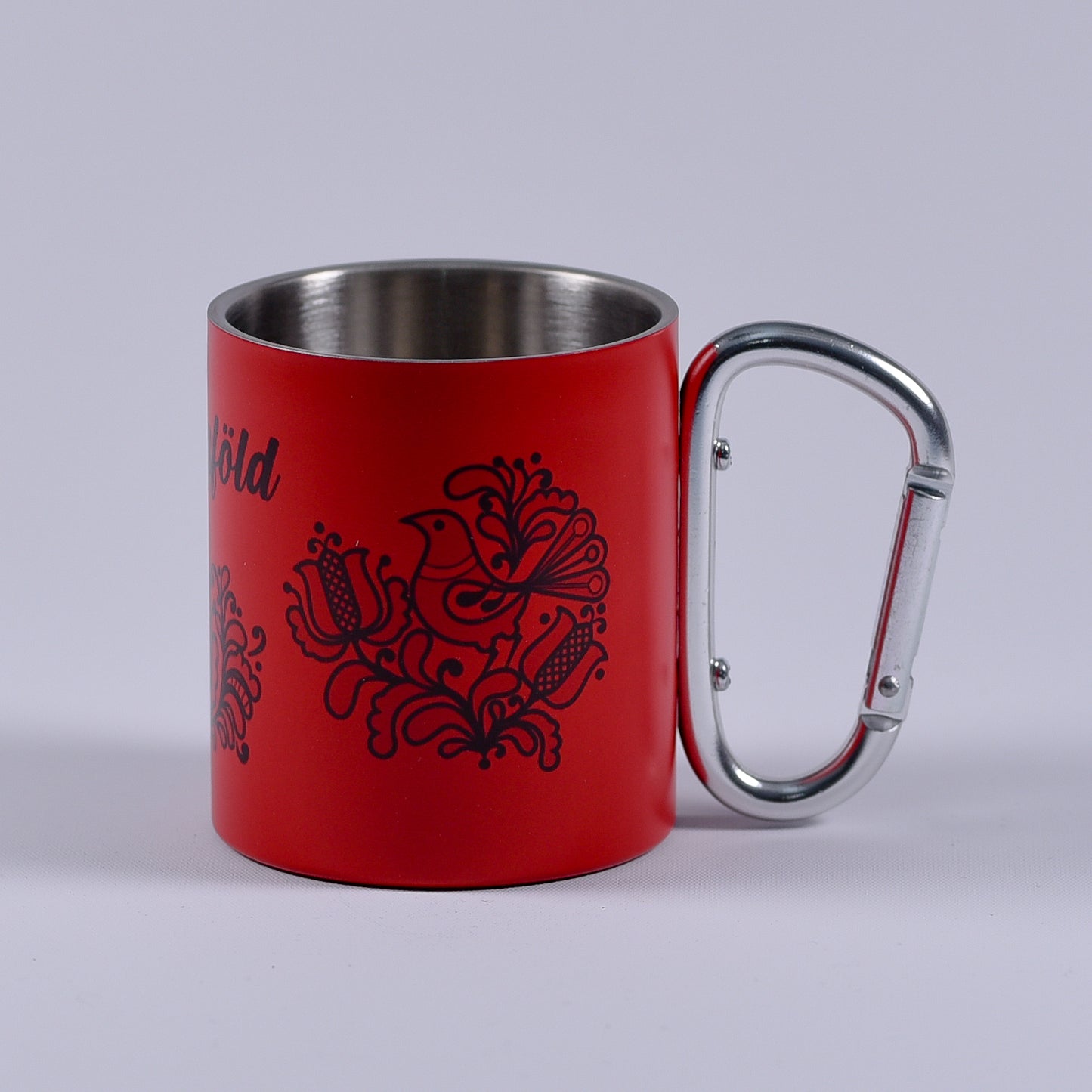 Cană metalică cu carabiner - Székelyföld piros