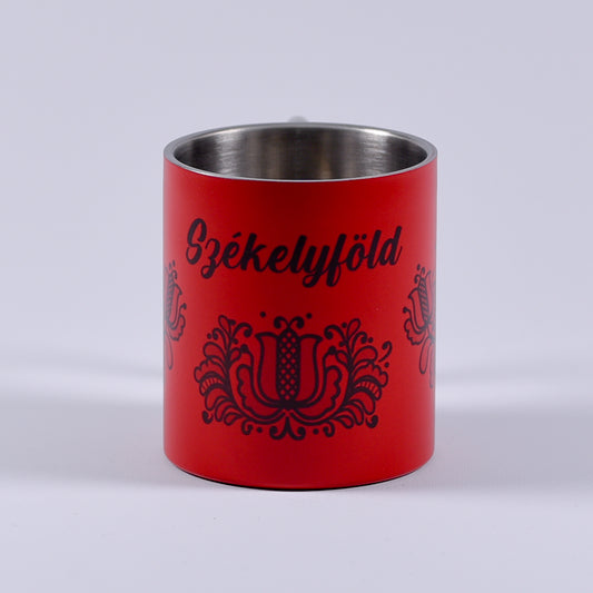 Cană metalică cu carabiner - Székelyföld piros