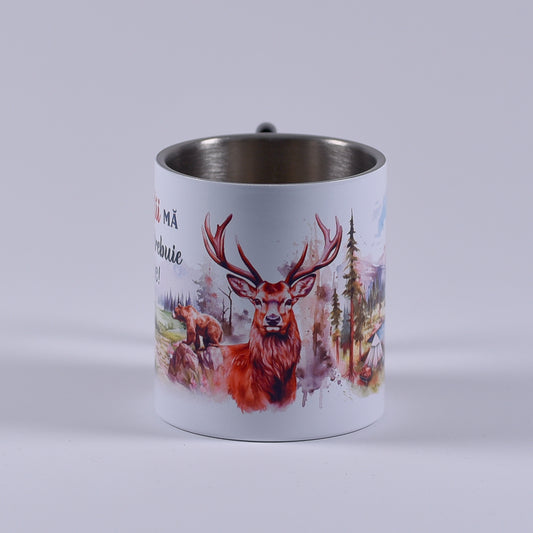 Cană metalică cu carabiner - Munții mă cheamă