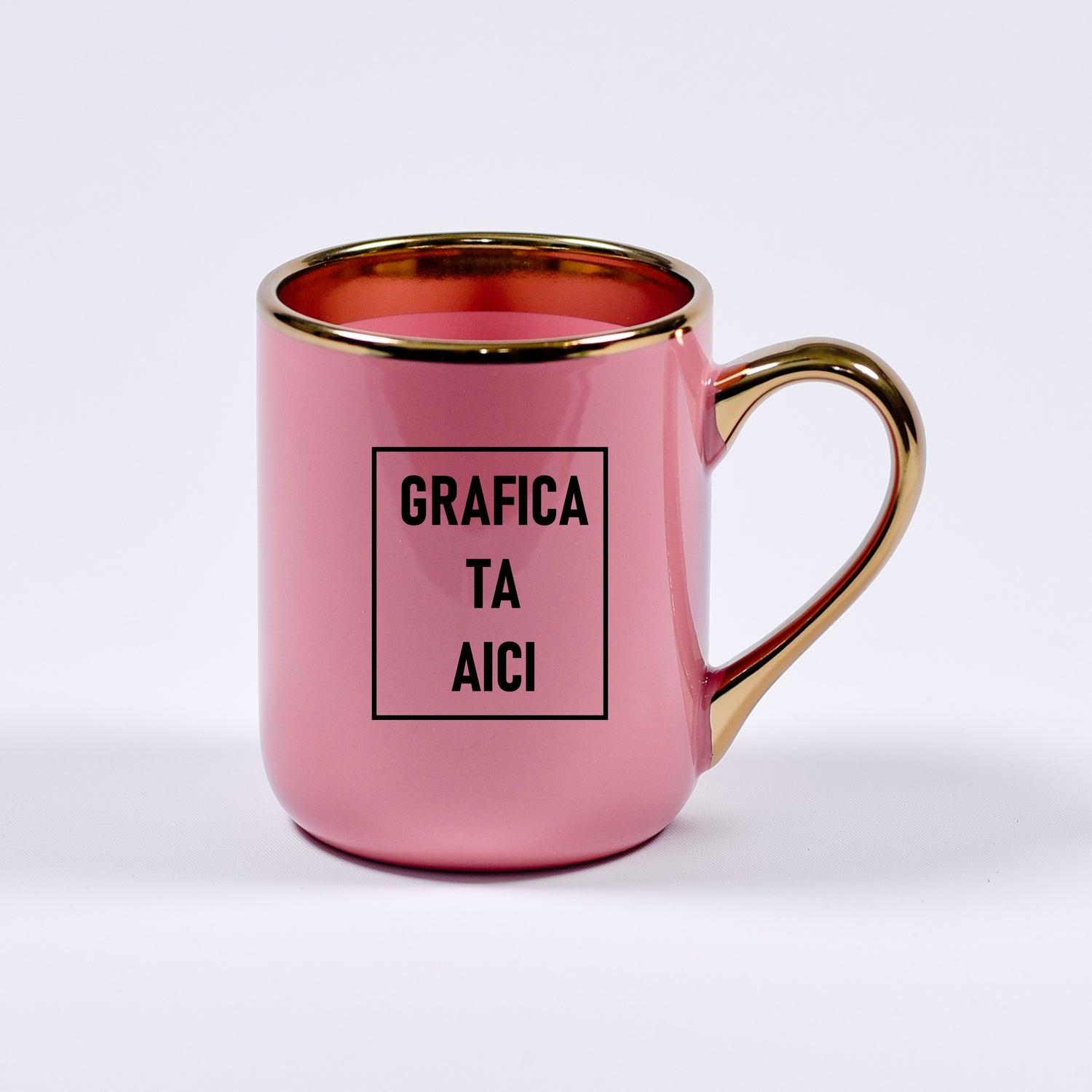 cana personalizabila lucioasa roz cu accente aurii