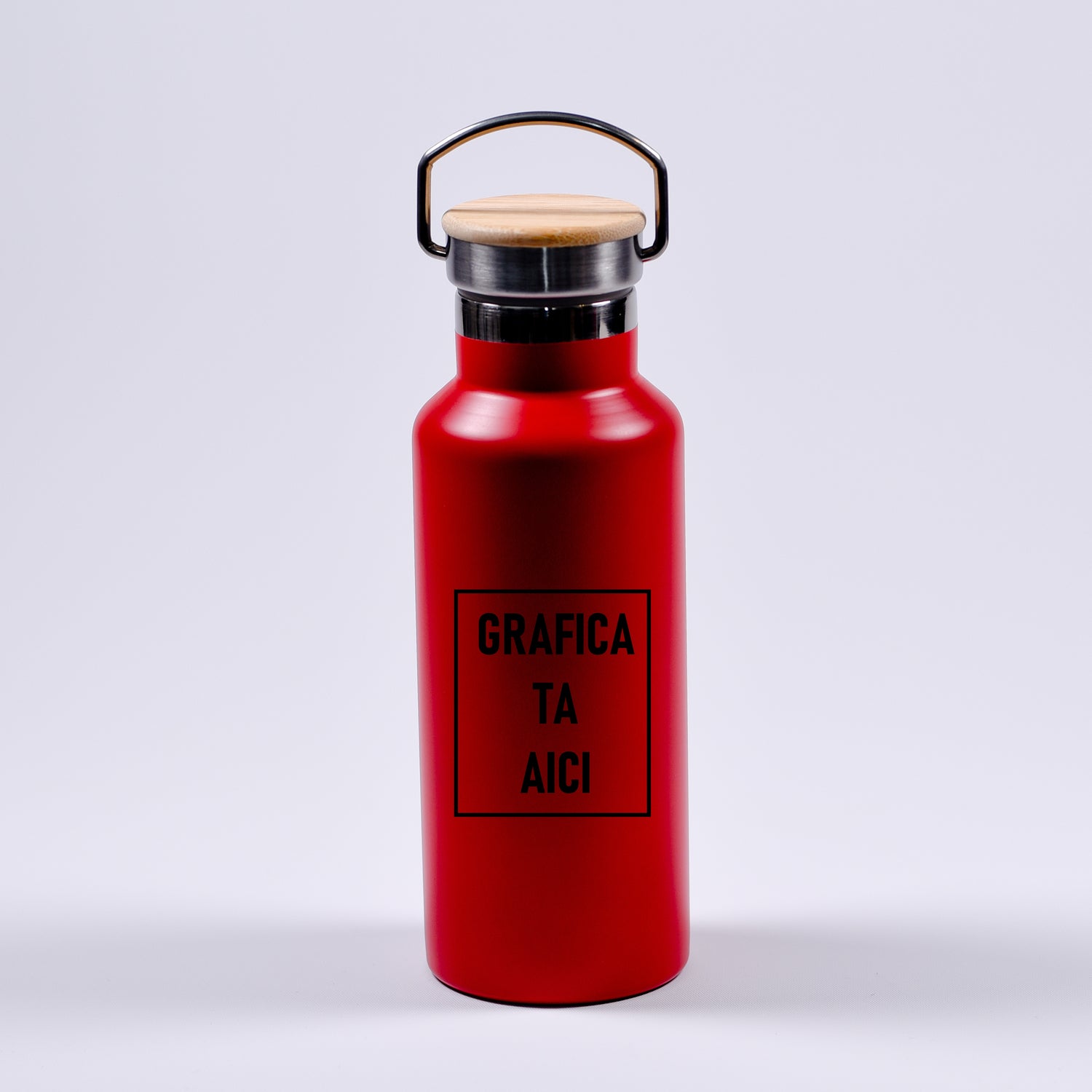 Termos termoizolant rosu cu capac argintiu