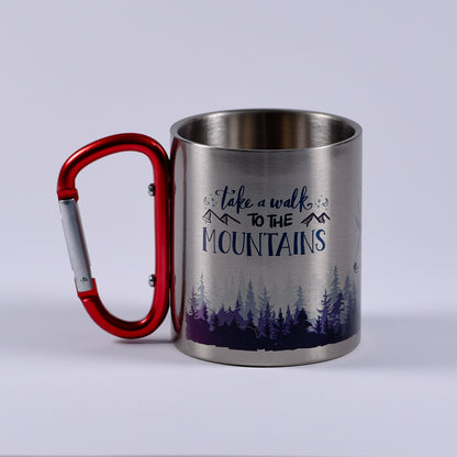 Cană metalică cu carabiner - Take a walk to the mountains