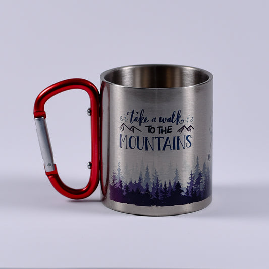 Cană metalică cu carabiner - Take a walk to the mountains
