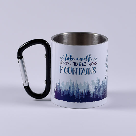 Cană metalică cu carabiner - Take a walk to the mountains