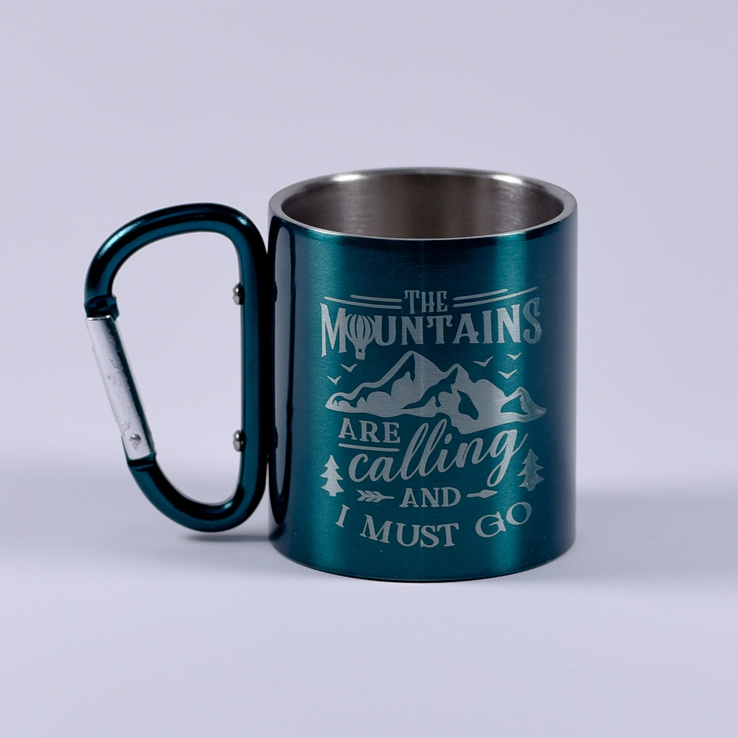 Cană metalică cu carabiner - The Mountains verde