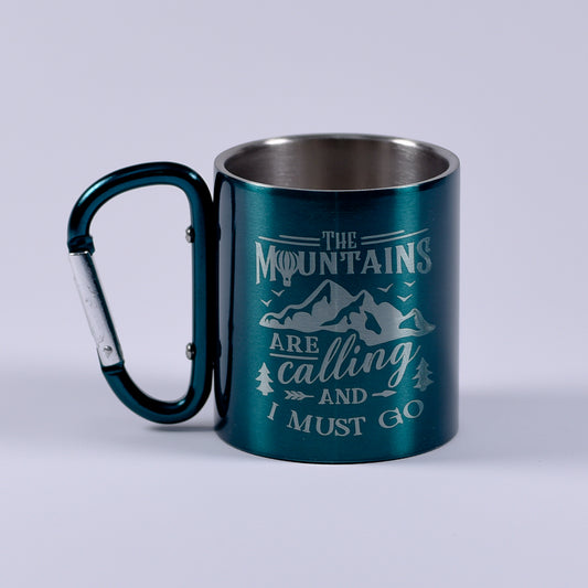 Cană metalică cu carabiner - The Mountains verde