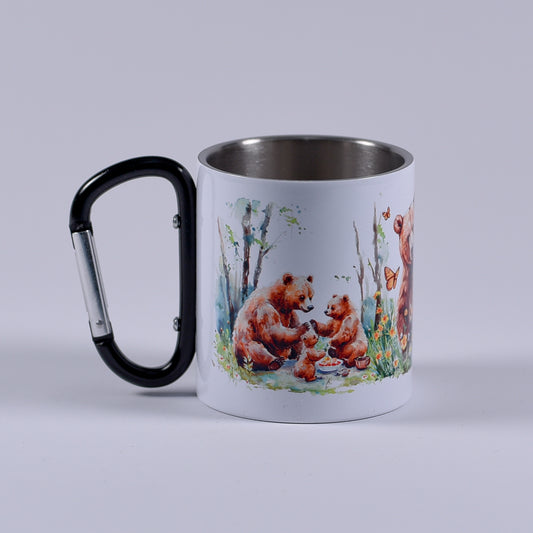 Cană metalică cu carabiner - Design urs