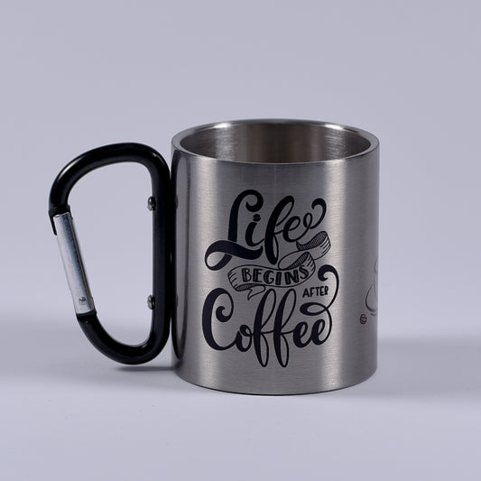 Cană metalică cu carabiner - Coffee