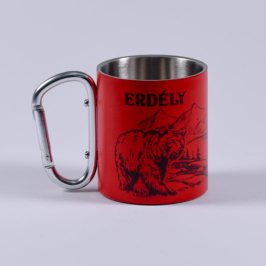 Cană metalică cu carabiner - Erdély piros