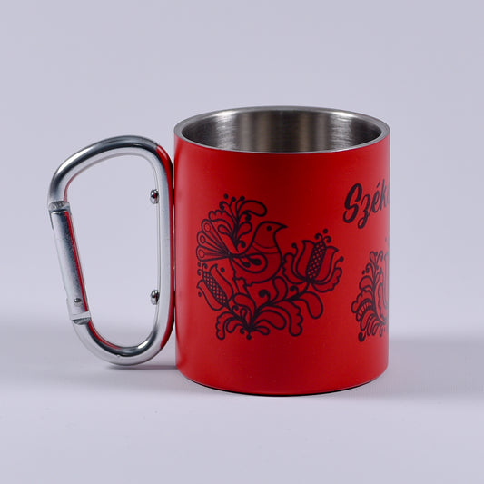 Cană metalică cu carabiner - Székelyföld piros