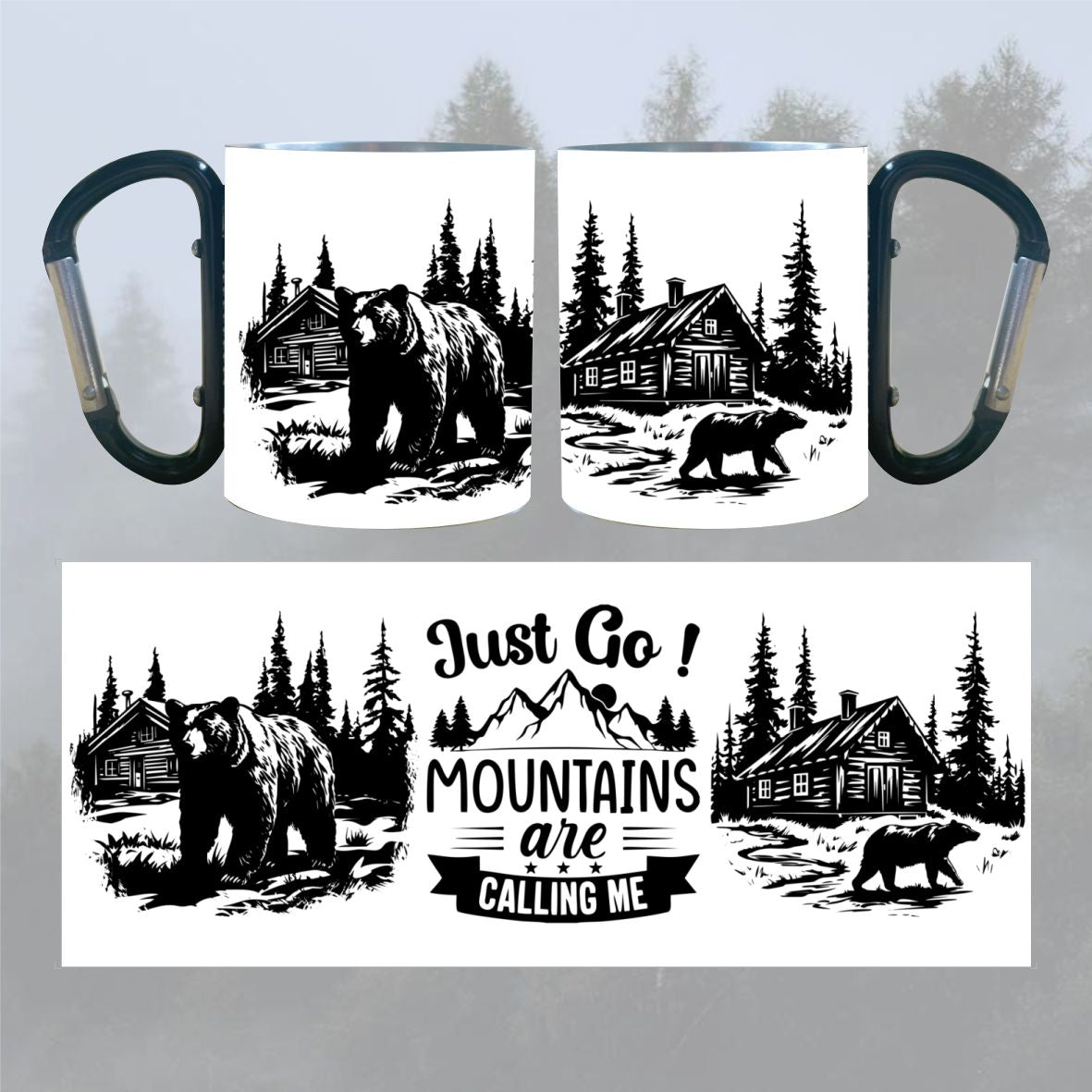 Cană metalică cu carabiner - Just go