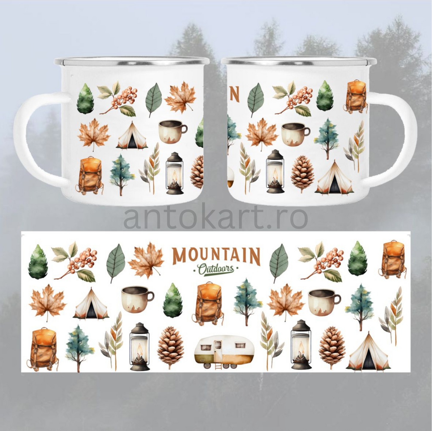 Cană emailată - Mountain Outdoors